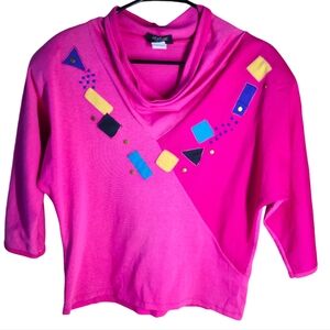 Vintage 80's Jordana 3/4 Sleeve Mockneck Top Small